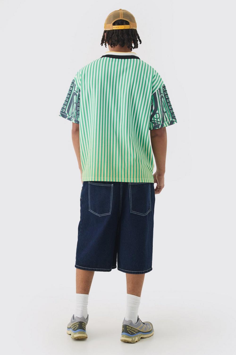 Oversized Striped Applique Football Jersey