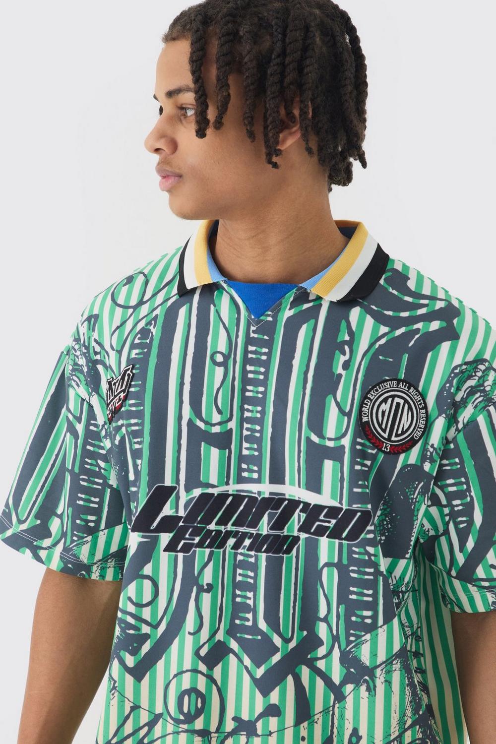 Oversized Striped Applique Football Jersey