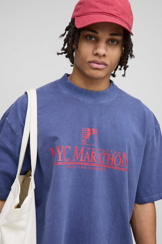Oversized Boxy NYC Marathon Leisure Wash T-Shirt