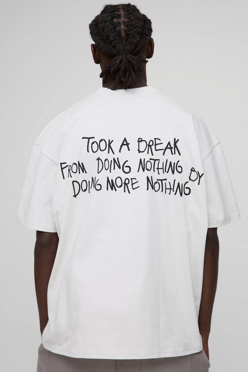 Oversized Extended Neck Took a Break Slogan T-shirt