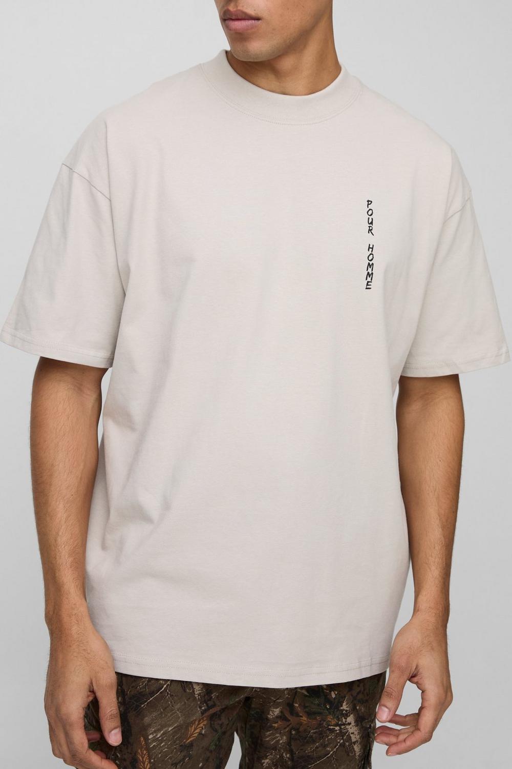 Oversized Extended Neck Pour Homme Sketch Floral T-Shirt