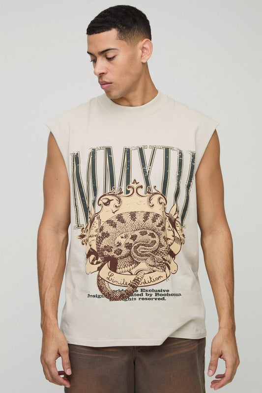 Oversized Extended Neck Snake Graphic Tank