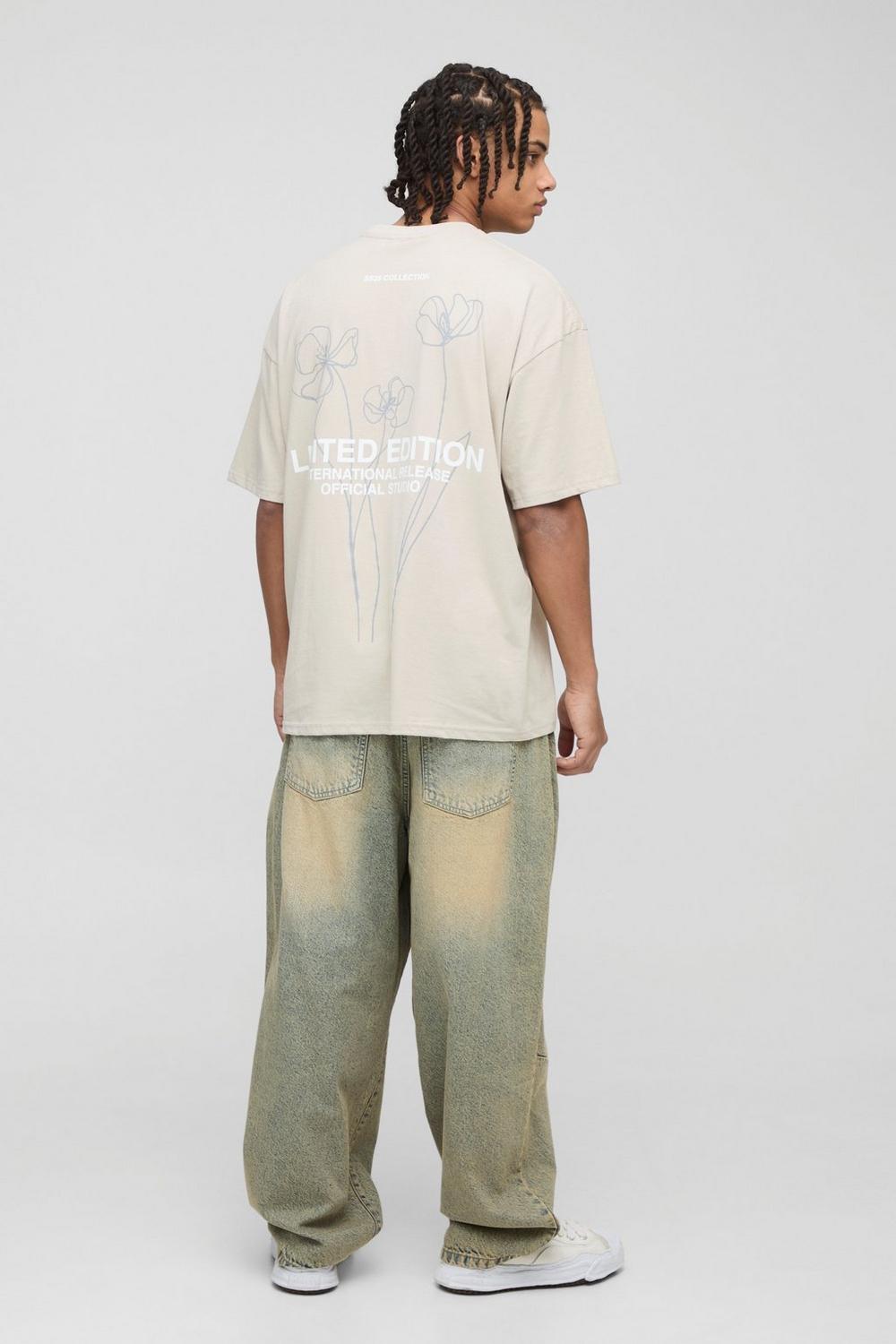 Oversized Limited Edition Sketchy Floral Graphic T-Shirt