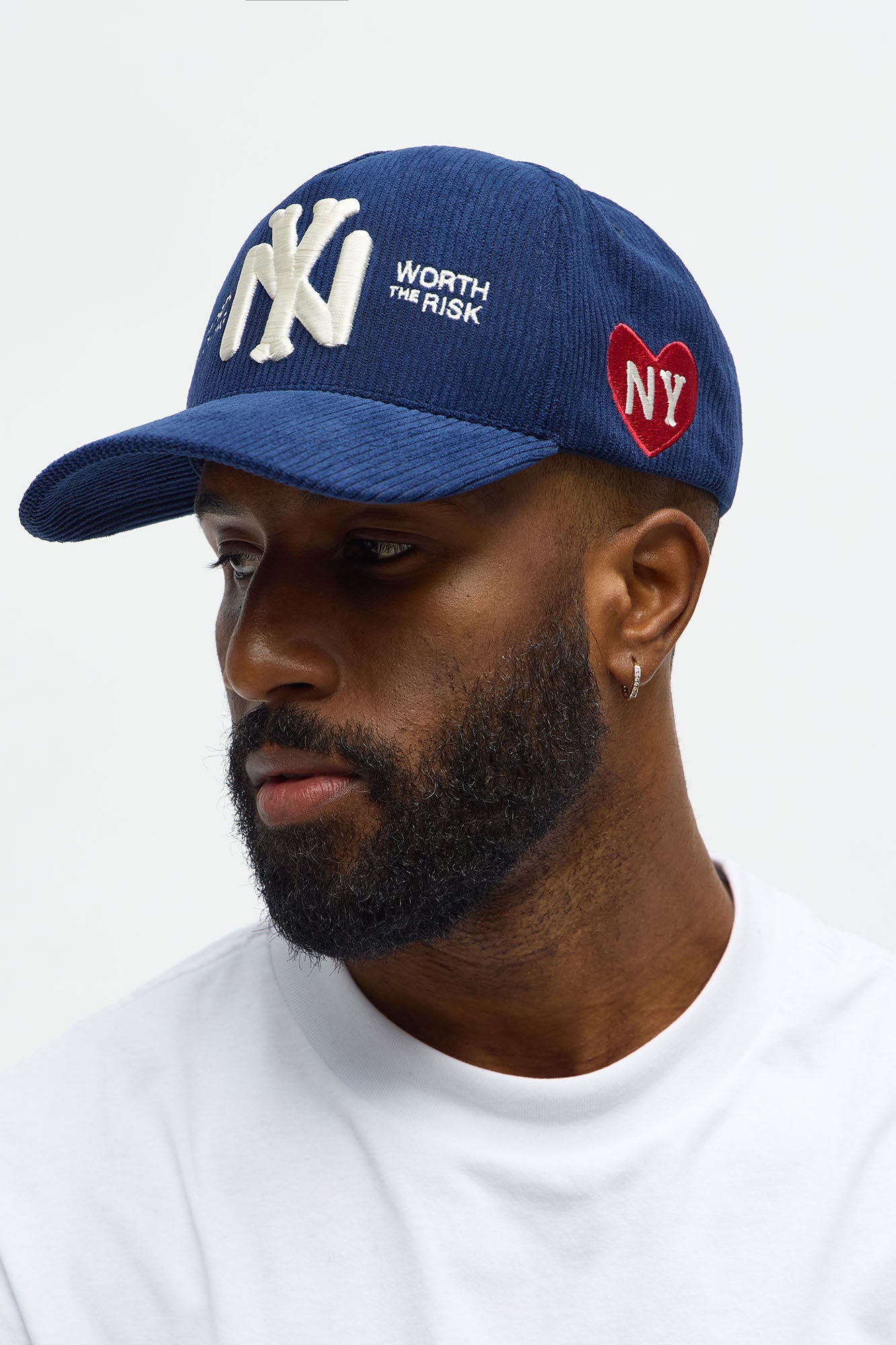 NY Heart Corduroy Structured Snapback Hat