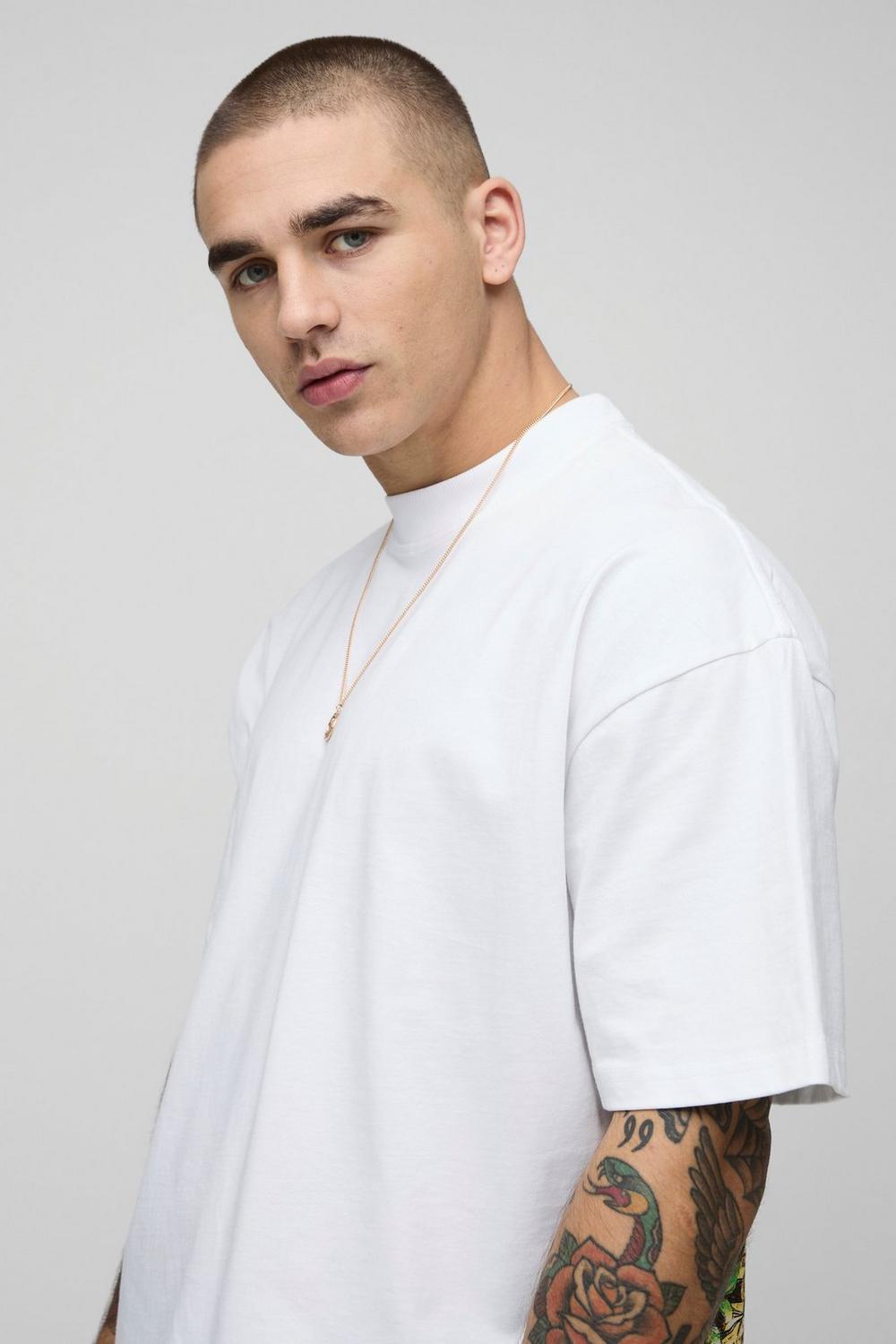 White Oversized Extended Neck Amalfi Coast Landscape T-Shirt