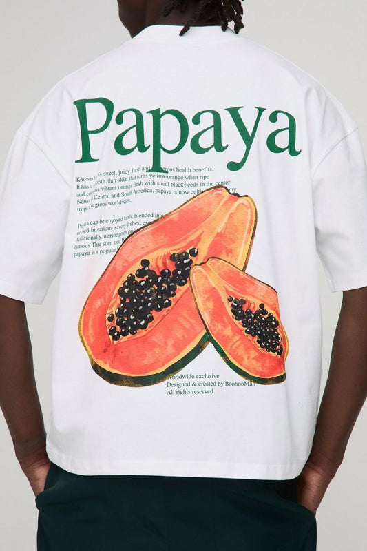 Oversized Extended Neck Man Papaya T-Shirt
