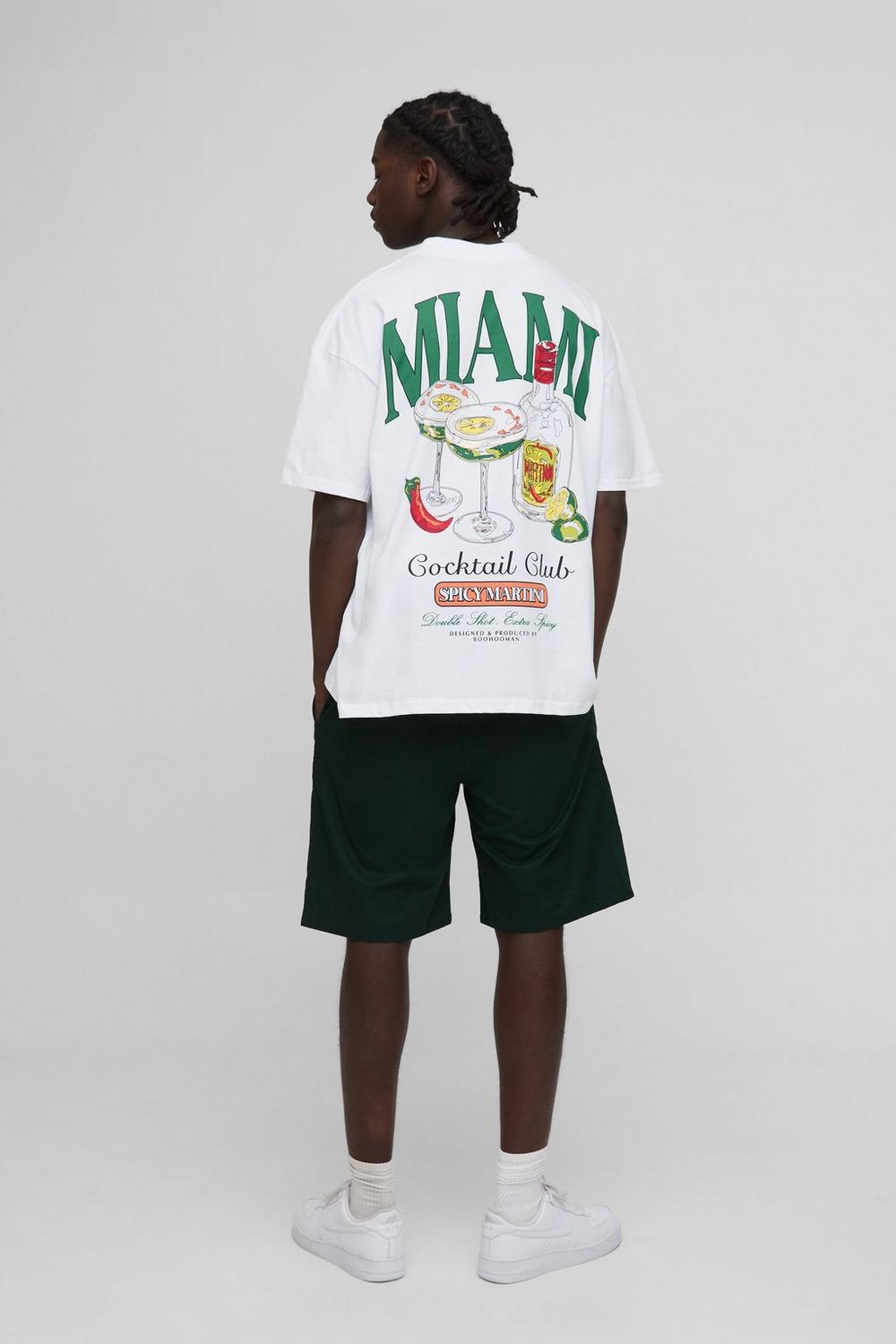 Oversized Extended Neck Miami Cocktail Club Graphic T Shirt