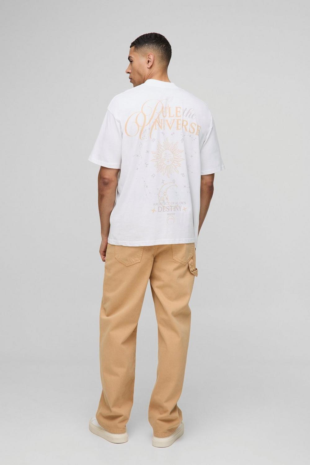 Oversized Extended Neck Rule The Universe Space Print T-Shirt