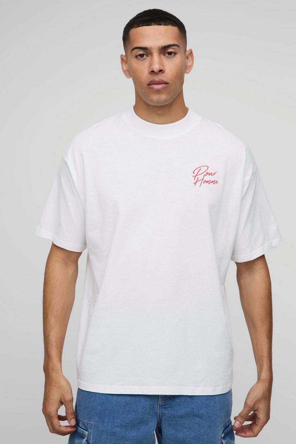 Oversized Extended Neck Santorini Palm Tree Graphic T Shirt